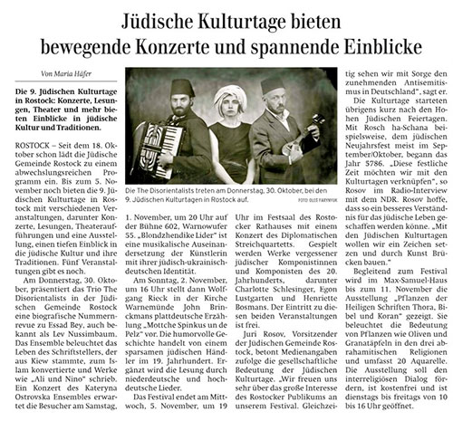 OZ, 30.10.25, S.12, Jüdische Kulturtage bieten bewegende Konzerte und spannende Einblicke, Maria Häfer