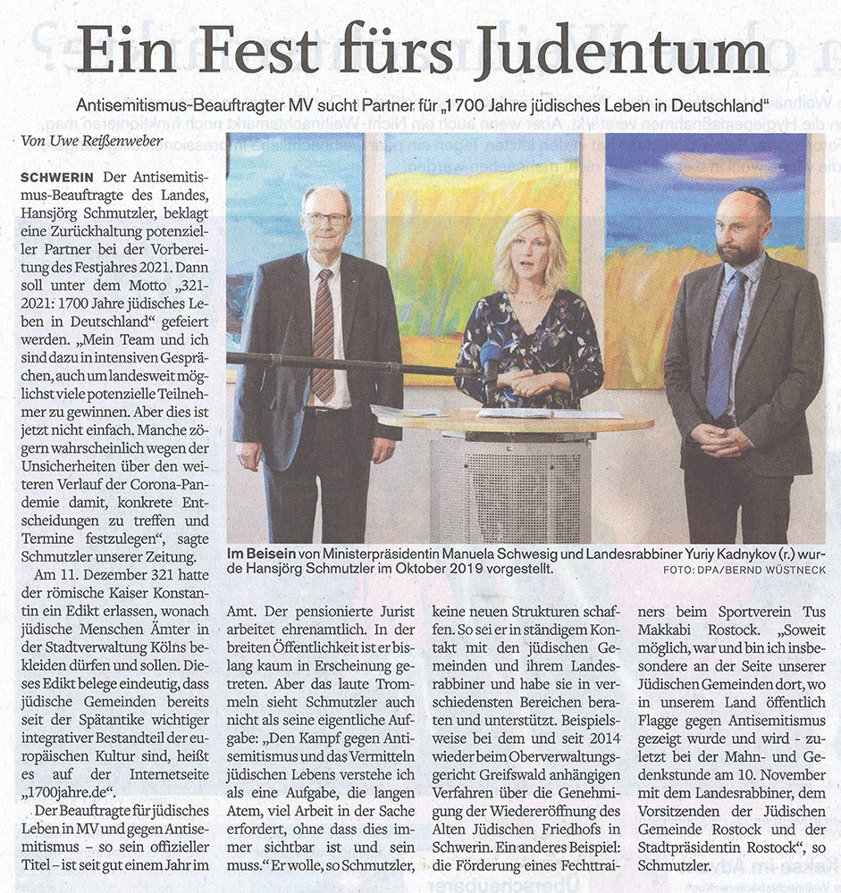 NNN, 09.12.2020, S.4, Ein Fest fürs Judentum, Uwe Reißenweber