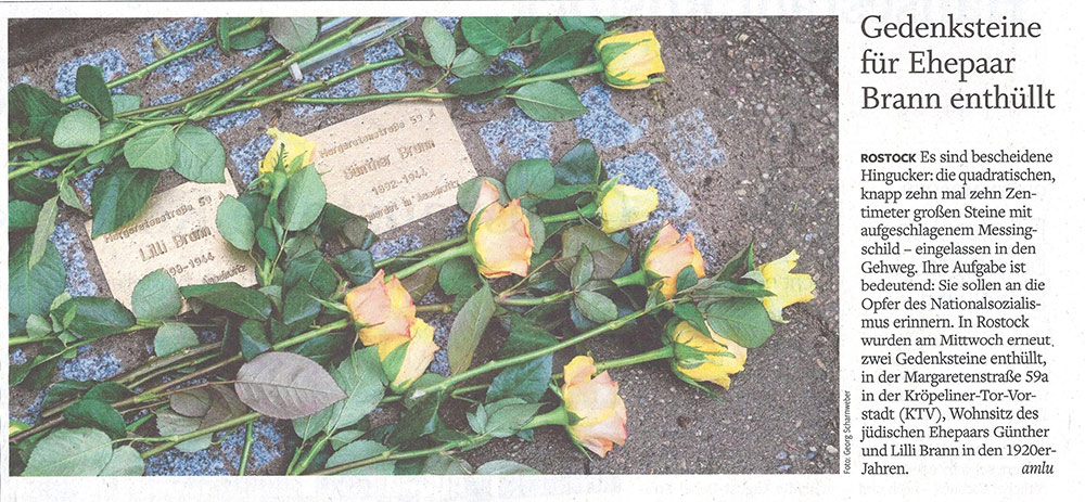 NNN, 07.04.22, S.8, Gedenkstein für Ehepaar Brann enthüllt, Anne-Maidlin Luttermann
