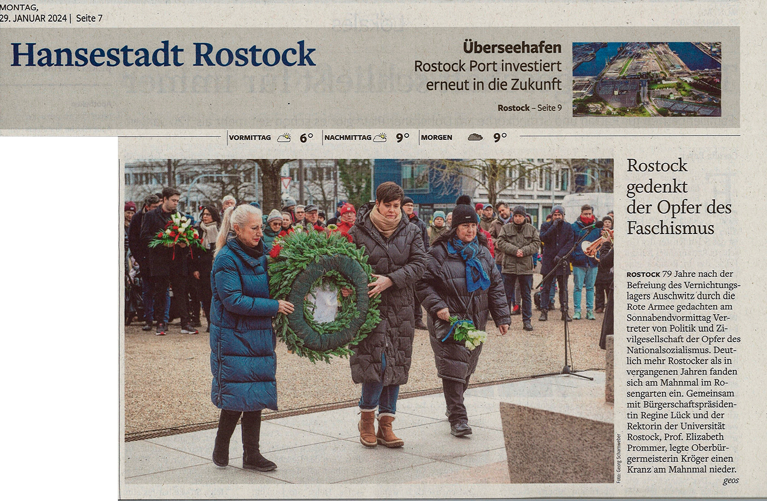 NNN, 29.01.24, S.7, Rostock gedenkt der Opfer des Faschismus, Georg Scharnweber